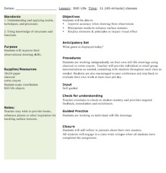 336x350 high school art lesson plan still life drawing with rubric tpt - Drawing Lesson Plans