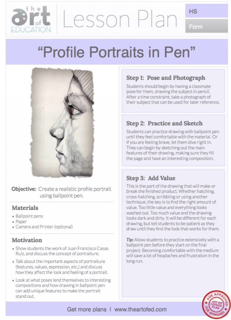 740x1024 profile portraits in pen free lesson plan download - Drawing Lesson Plans
