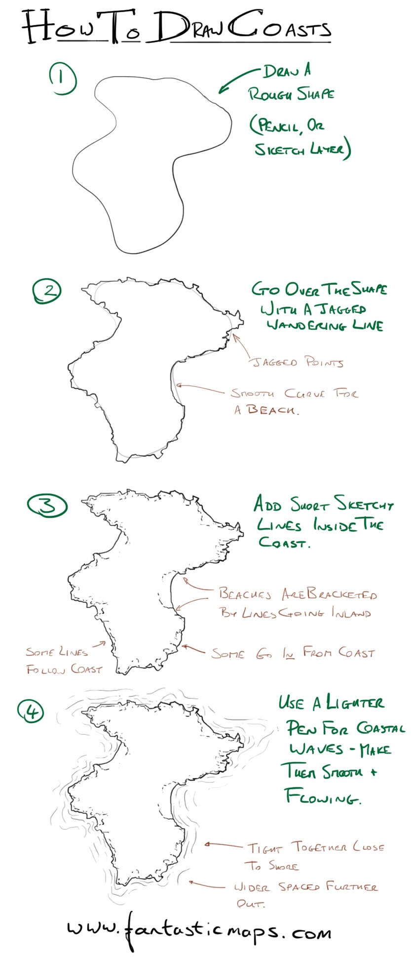 841x1959 How To Draw Coastlines On A Fantasy Map - Drawing Lines On Map