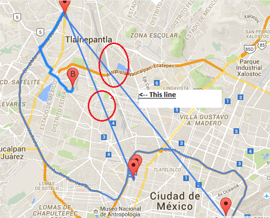 526x425 draw different route line between multiple markers maps - Drawing Lines On Map