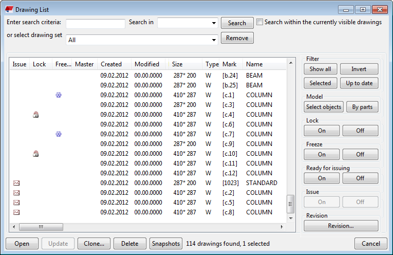 765x496 Drawing List Tekla User Assistance - Drawing List