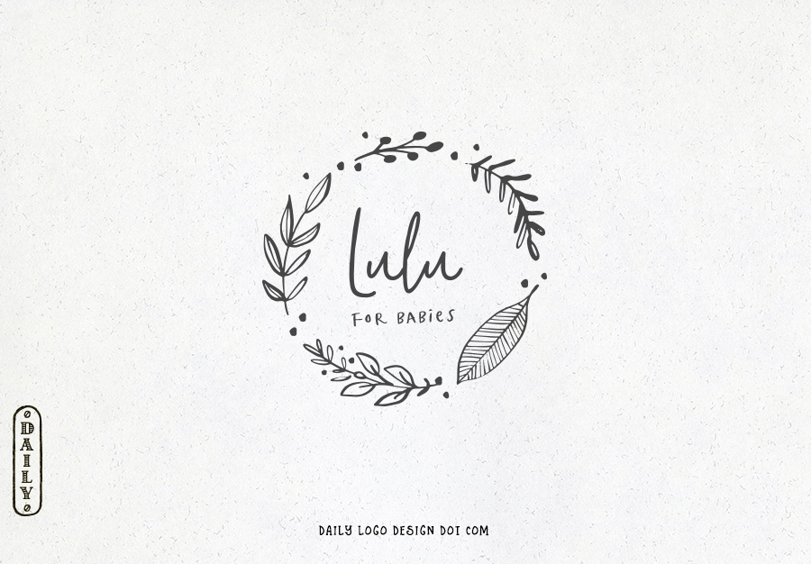 900x626 hand drawn style leafy wreath logo design - Drawing Logo Design