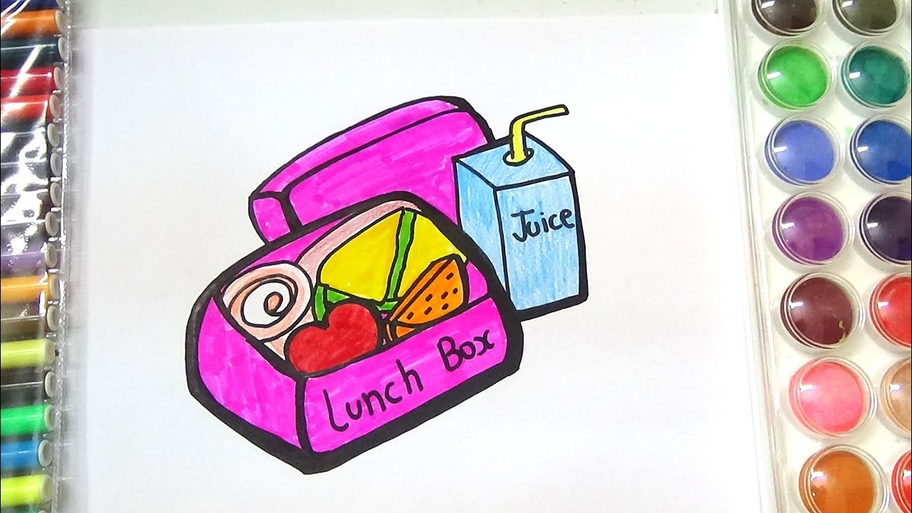 1280x720 how to draw and color lunch box for kids coloring - Drawing Lunch