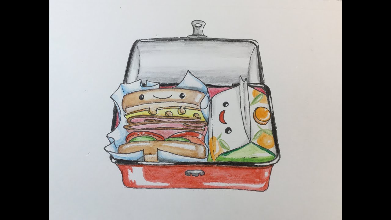 1280x720 how to draw kawaii lunch box - Drawing Lunch