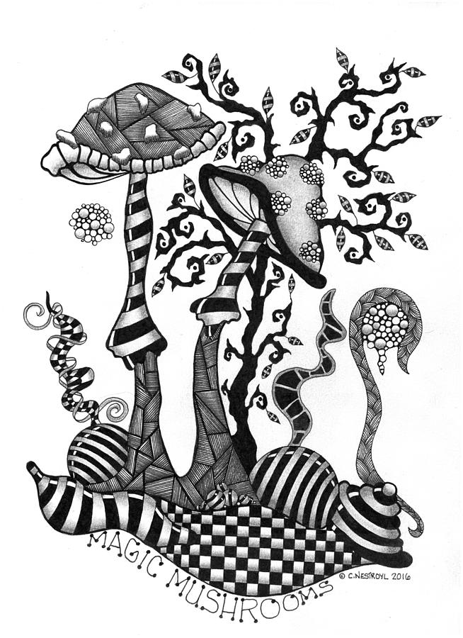 654x900 Magic Mushrooms Drawing - Drawing Magic