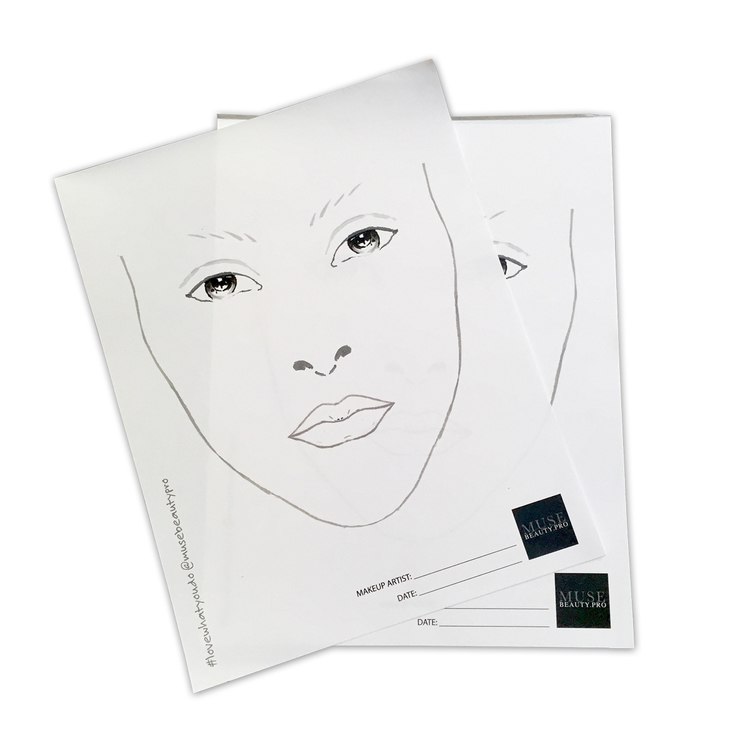 750x750 Muse Beauty Pro Face Charts Makeup Artist Supplies Musebeauty Pro - Drawing Makeup On Paper