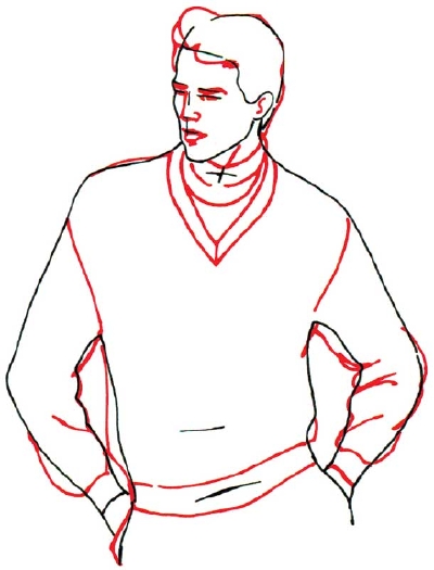 400x525 Draw The Face And Clothing - Drawing Man