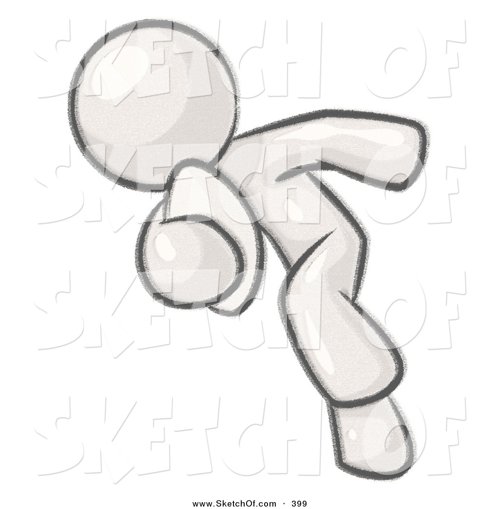 1024x1044 Drawing Of A Sketched Design Mascot Man Running With A Football - Drawing Man Game