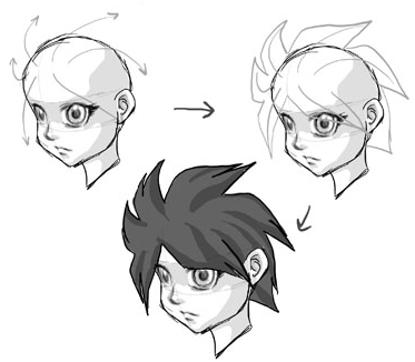 373x326 how to draw anime hair drawing manga hair lesson - Drawing Manga Hair