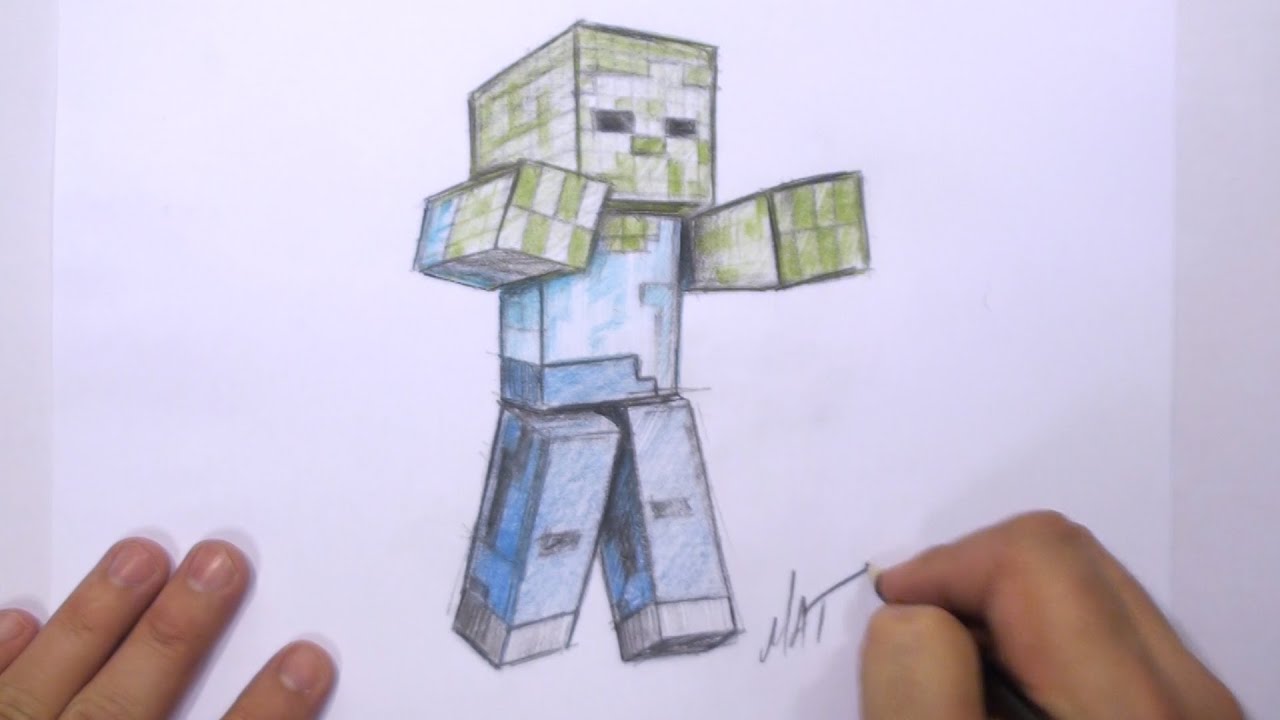 1280x720 How To Draw A Minecraft Zombie Mat - Drawing Minecraft