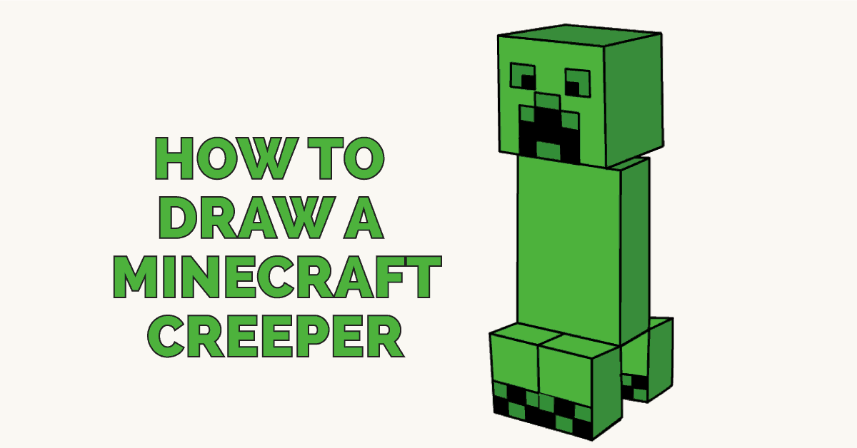 1200x628 how to draw a minecraft creeper easy step - Drawing Minecraft