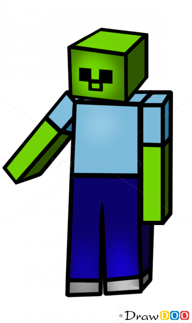 665x1117 How To Draw A Minecraft Zombie, How To Draw Minecraft Characters - Drawing Minecraft Characters