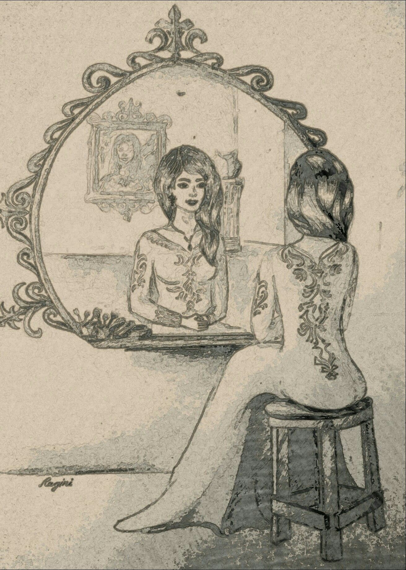 Отражение в зеркале рисунок