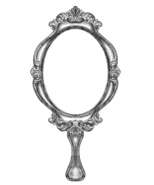 500x600 Vintage Hand Mirror Draw - Drawing Mirror