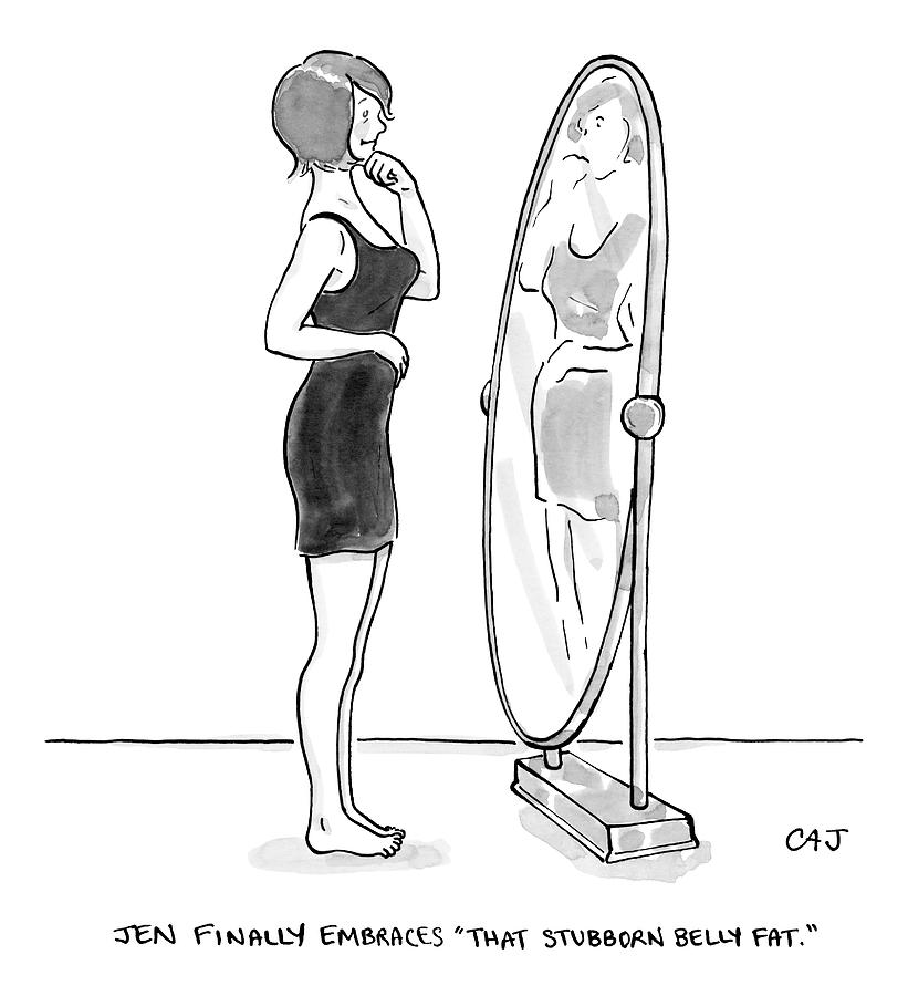821x900 A Young Woman Stands Facing A Full Length Mirror Drawing - Drawing Mirror