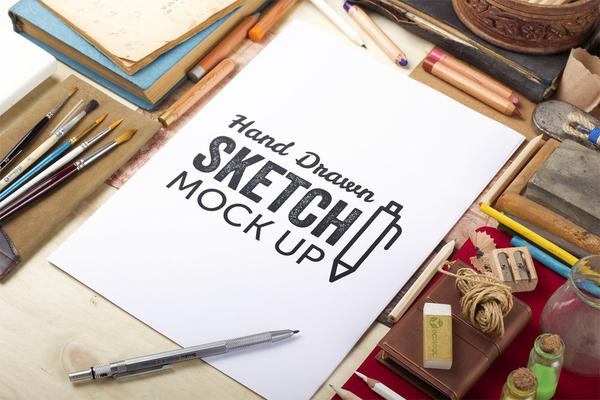 600x400 Free Hand Drawn Sketch Mockup With A Man Drawing - Drawing Mockup Free