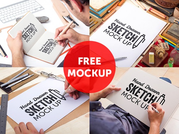 580x435 Free Hand Drawn Sketch Mockups - Drawing Mockup Free