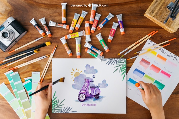 626x417 Creative Art Mockup Free Download - Drawing Mockup Psd