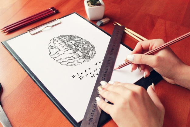 626x417 Drawing Paper Mockup Premium Download - Drawing Mockup Psd