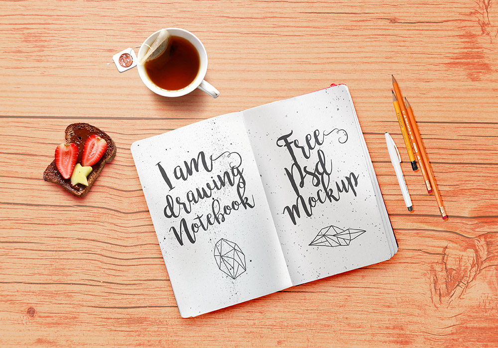1000x700 Notebook Mockup - Drawing Mockup Psd