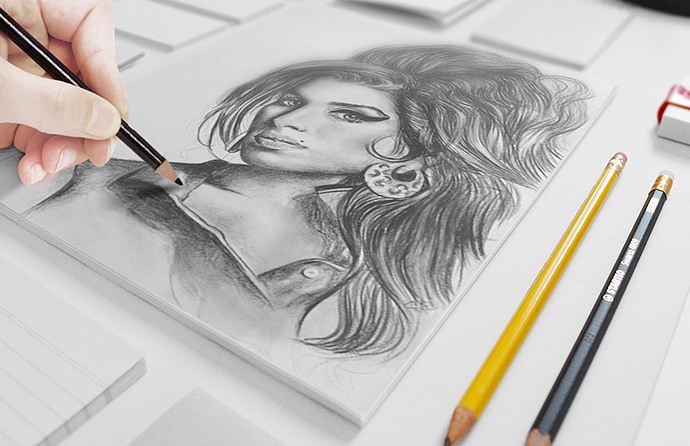 690x446 Fantastic Hand Drawn Sketch Book Mockups For Free Download - Drawing Mockup Psd