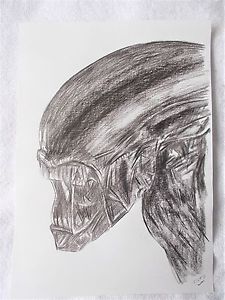 225x300 Art Graphite Pencil Sketch Drawing Alien Warrior From Alien - Drawing Movie