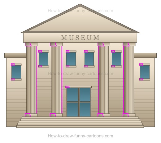520x460 how to draw a cartoon museum - Drawing Museum
