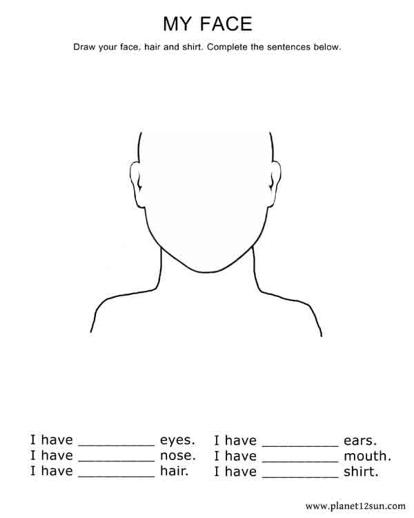 600x750 Draw Your Face Complete The Sentences Kindergarten + Grade - Drawing My Face
