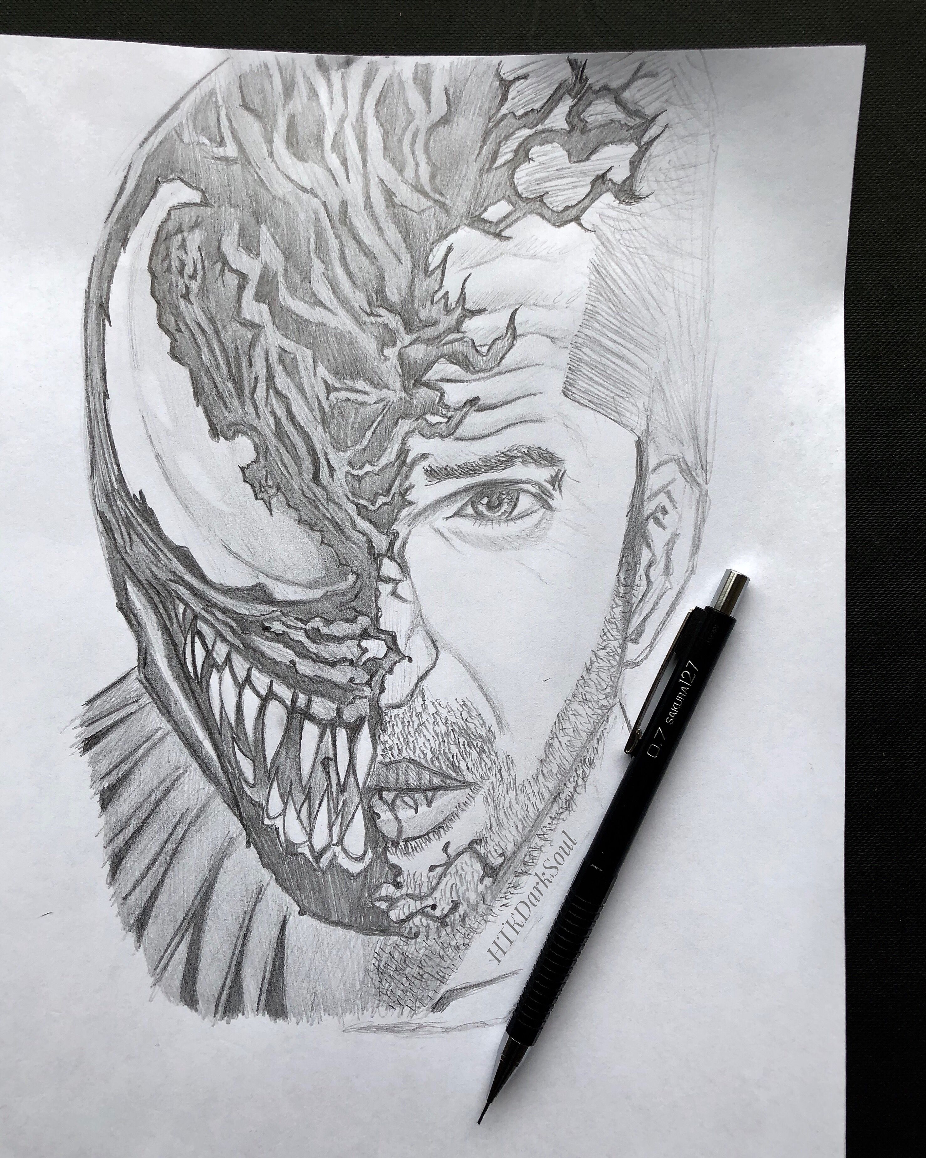 2956x3695 I Tried To Draw The Venom Wallpaper In Pencil, With A Few Of My - Drawing My Photo In Pencil