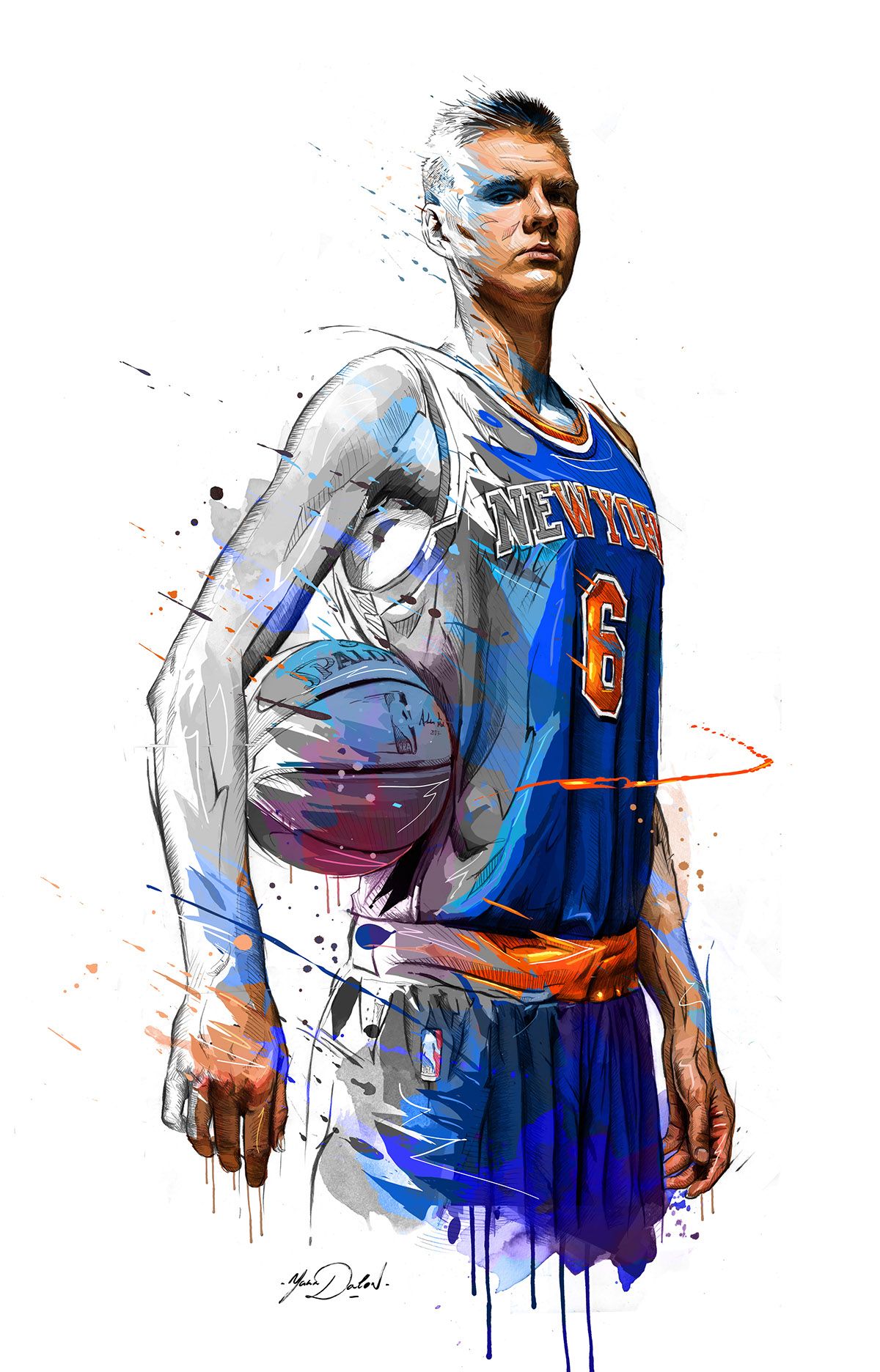 1200x1872 for the all star weekend, my painting of kristaps porzingis,the - Drawing Nba Players
