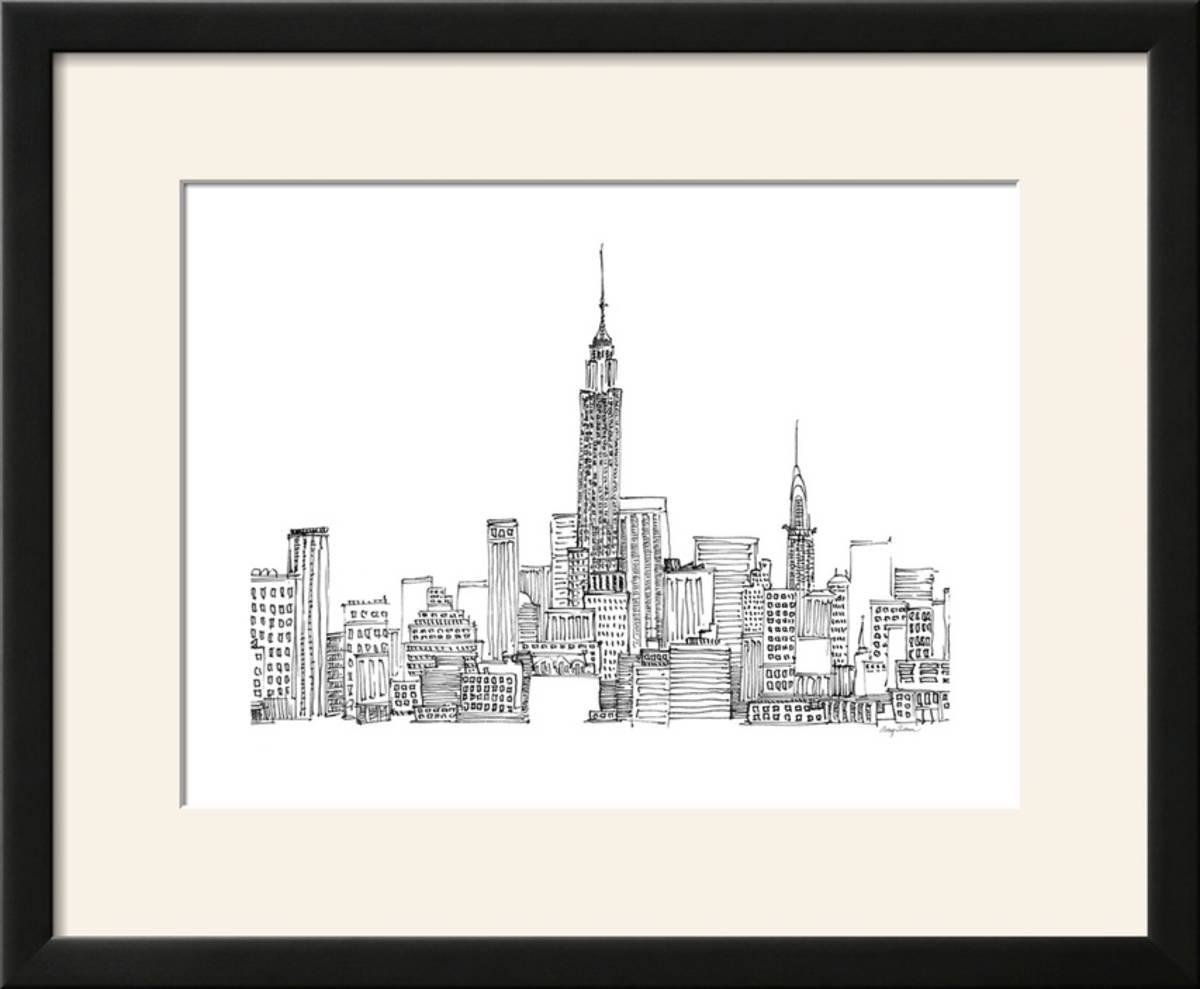 1200x989 wrought studio 'new york skyline crop' framed drawing print wayfair - Drawing New York Skyline