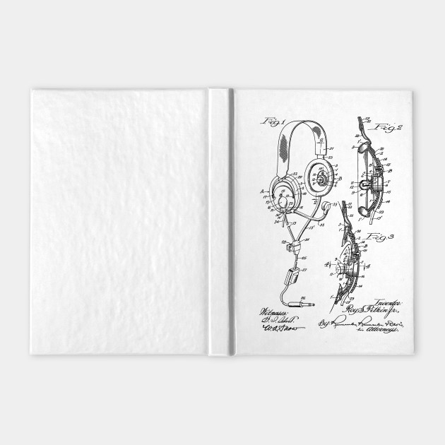 630x630 headphone vintage patent hand drawing - Drawing Notebook