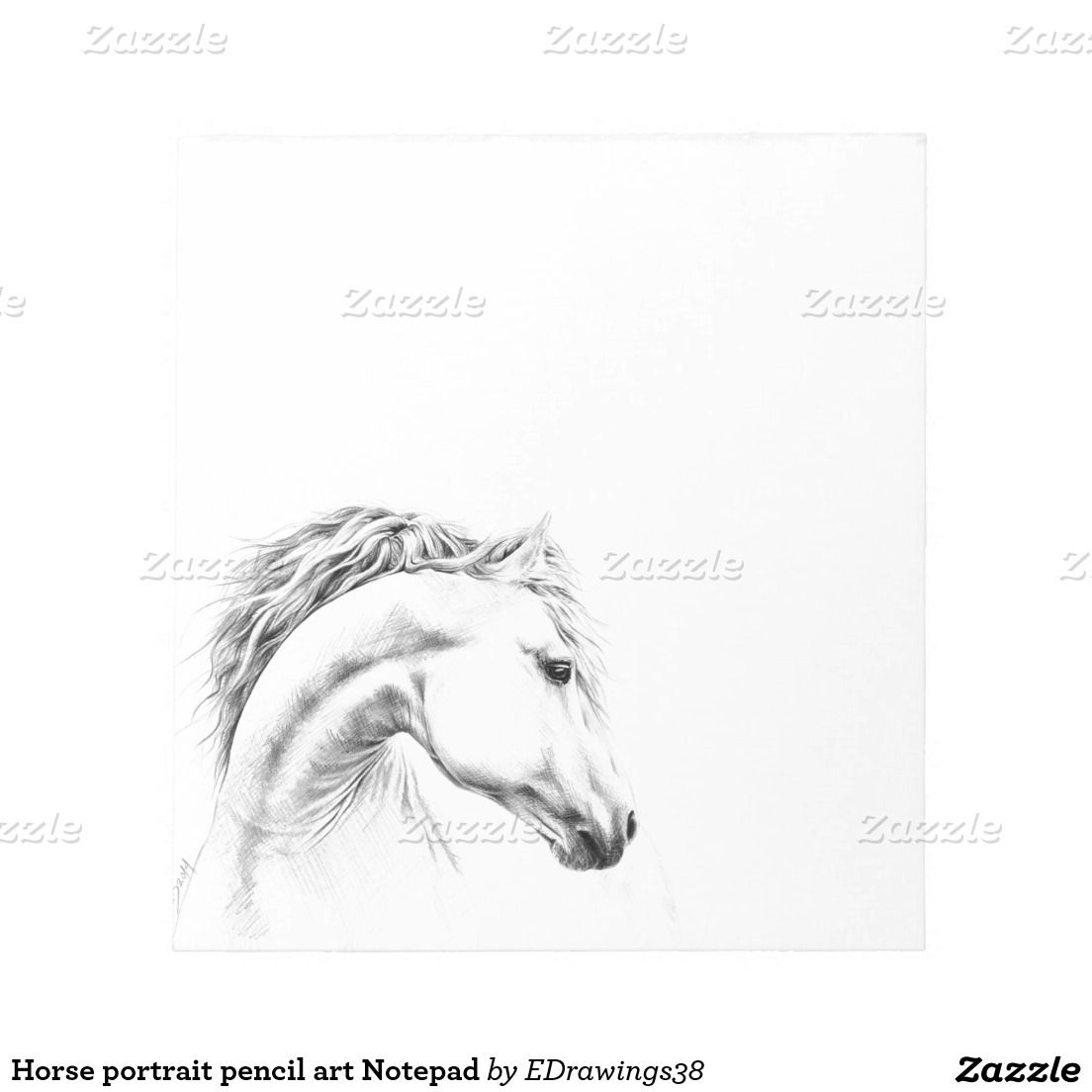 1104x1104 horse portrait pencil art notepad my zazzle - Drawing Notepad