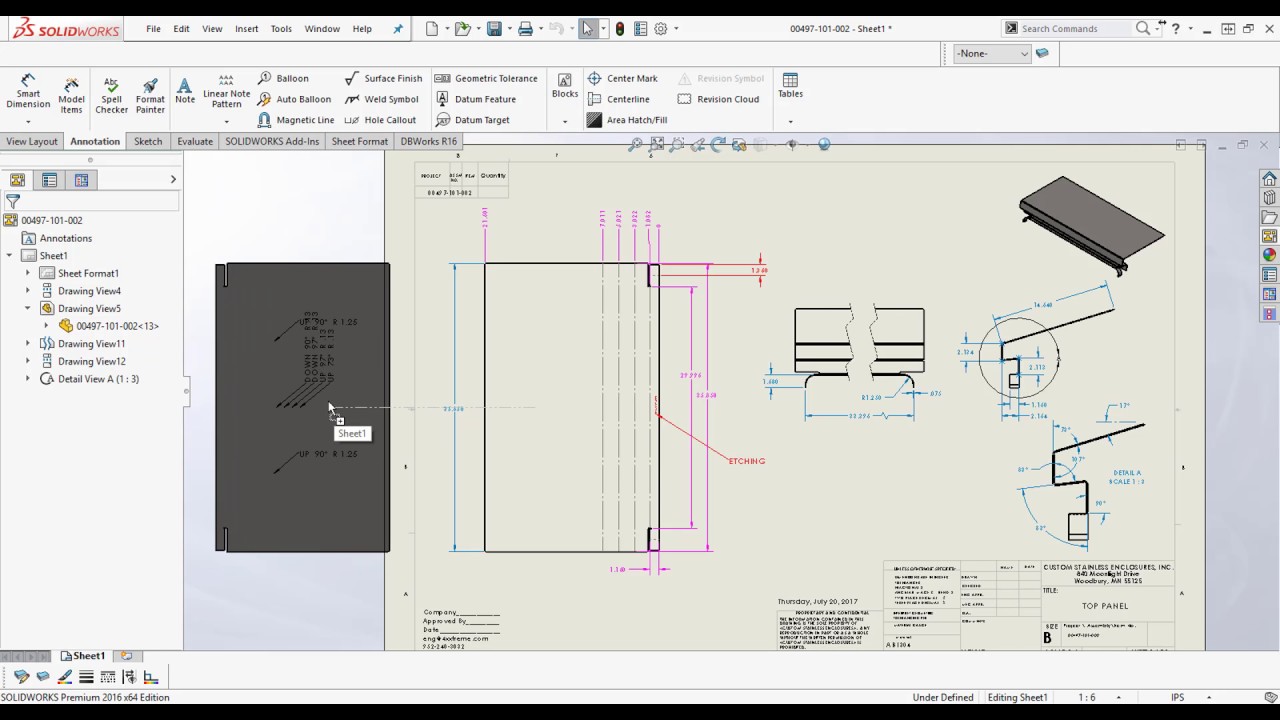 1280x720 solidworks show bend lines and notes in drawing with sheetmetal - Drawing Notes