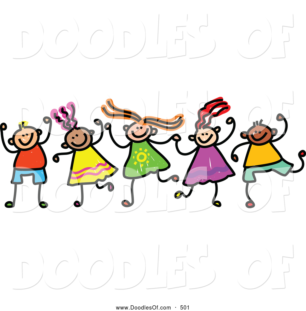 1024x1044 vector clipart of a friendly childs sketch of boys and girls - Drawing Of A Girl And Boy Holding Hands