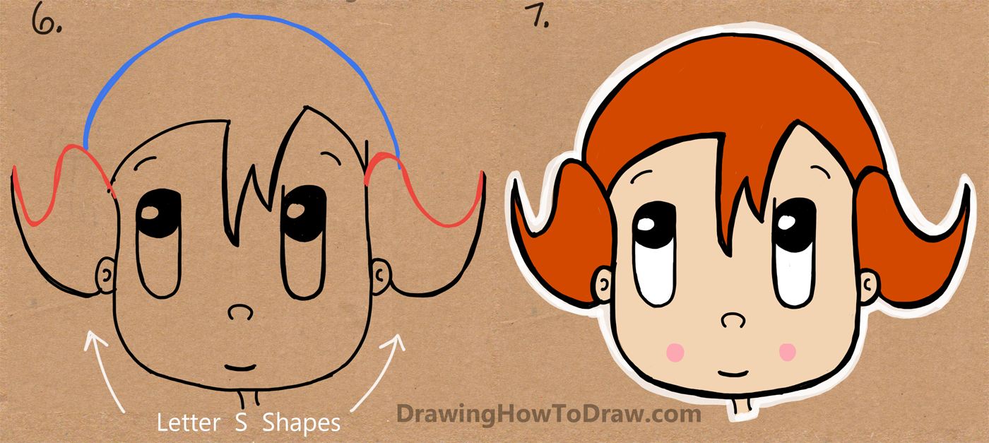 1400x627 How To Draw A Cartoon Girl From The Word Girl Easy Tutorial - Drawing Of A Girl Easy For Kids