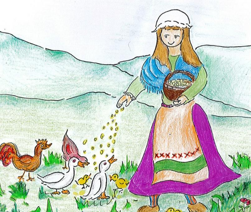 806x680 Peasant Girl People Drawings Pictures Drawings Ideas For Kids - Drawing Of A Girl Easy For Kids