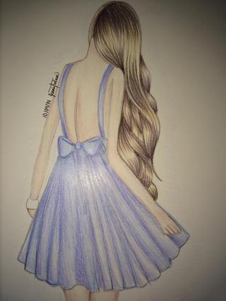 320x427 Used A Reference - Drawing Of A Girl In A Dress