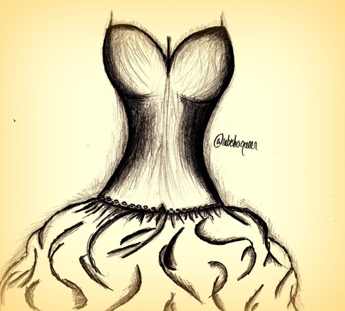 500x452 Drawing Of A Girl In A Dress - Drawing Of A Girl In A Dress