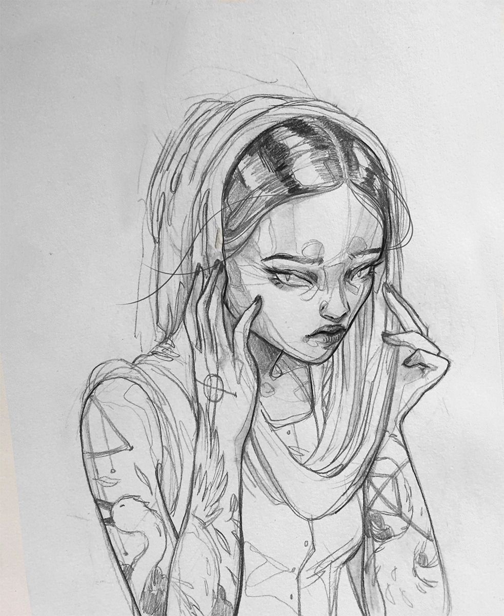 Drawing Of A Girl With Long Hair Tumblr at PaintingValley.com | Explore ...