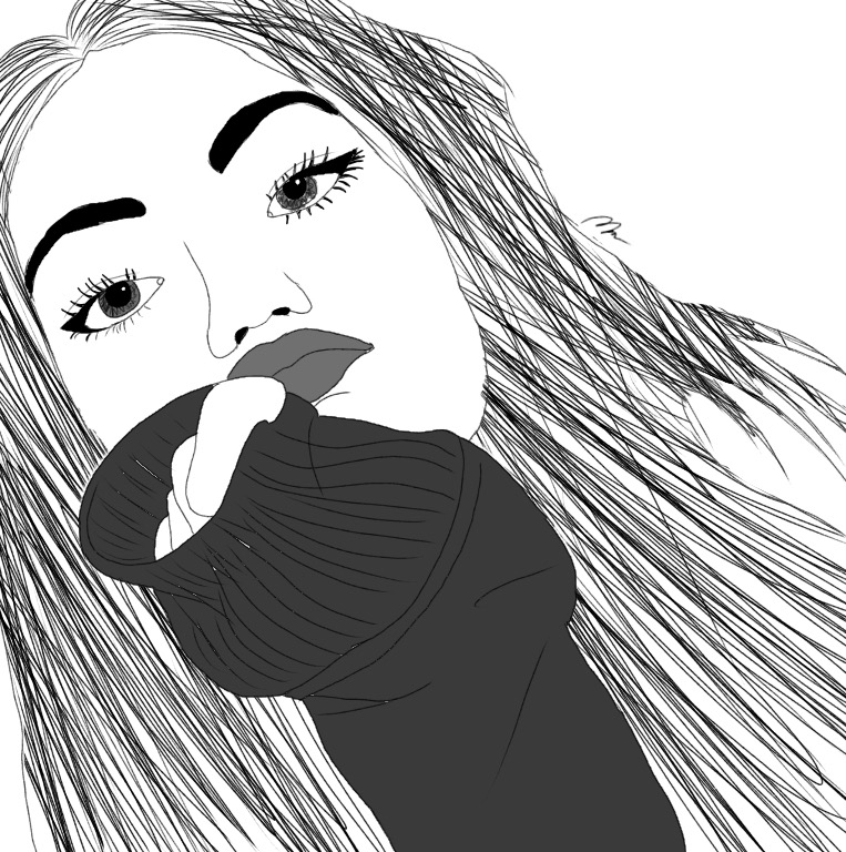 763x768 Hiedrapetit's Photos, Drawings And Gif Tumblr Girl - Drawing Of A Girl With Long Hair Tumblr