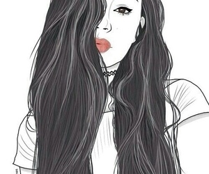 Drawing Of A Girl With Long Hair Tumblr At Paintingvalley Com