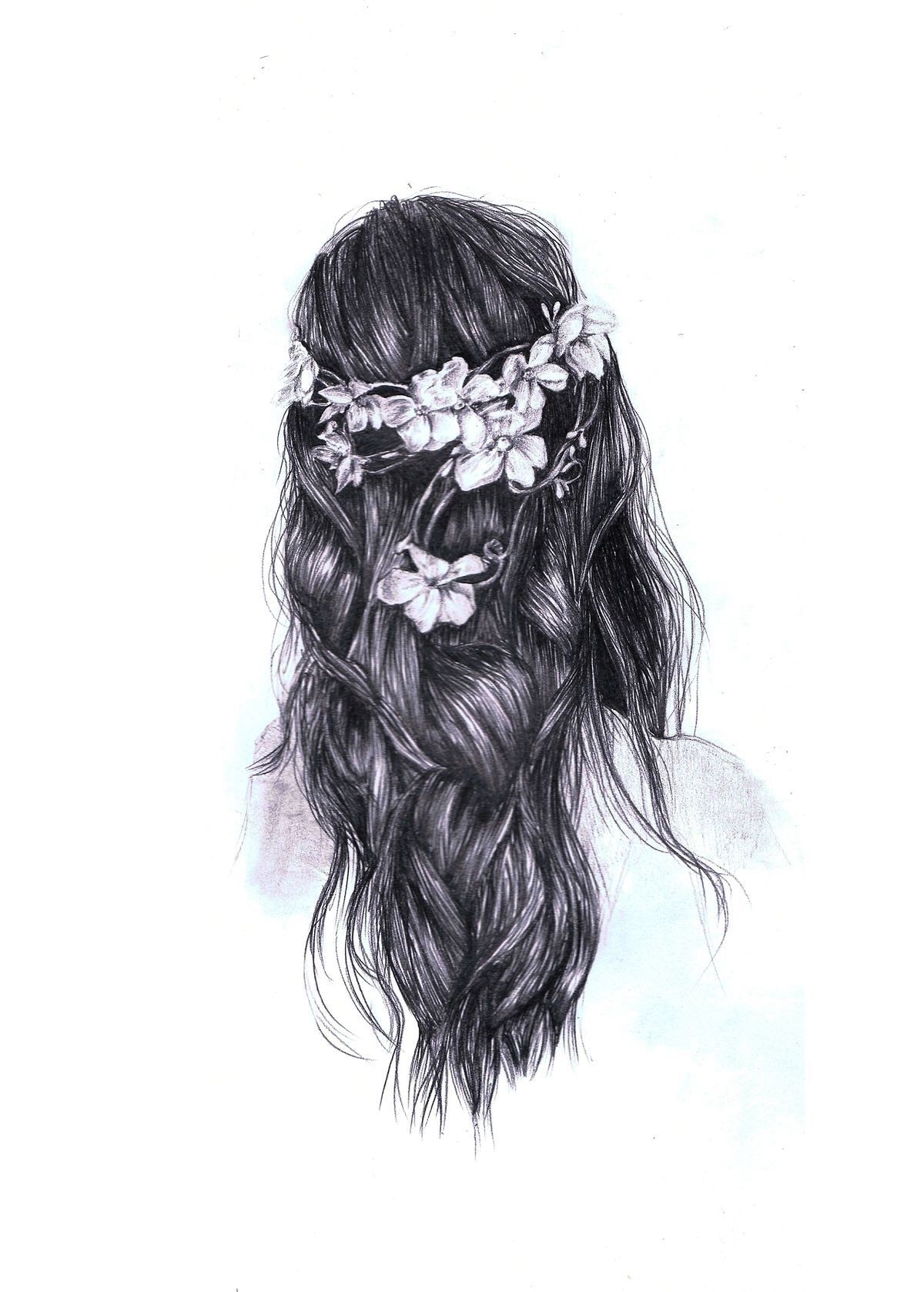 Drawing Of A Girl With Long Hair Tumblr At Paintingvalley Com