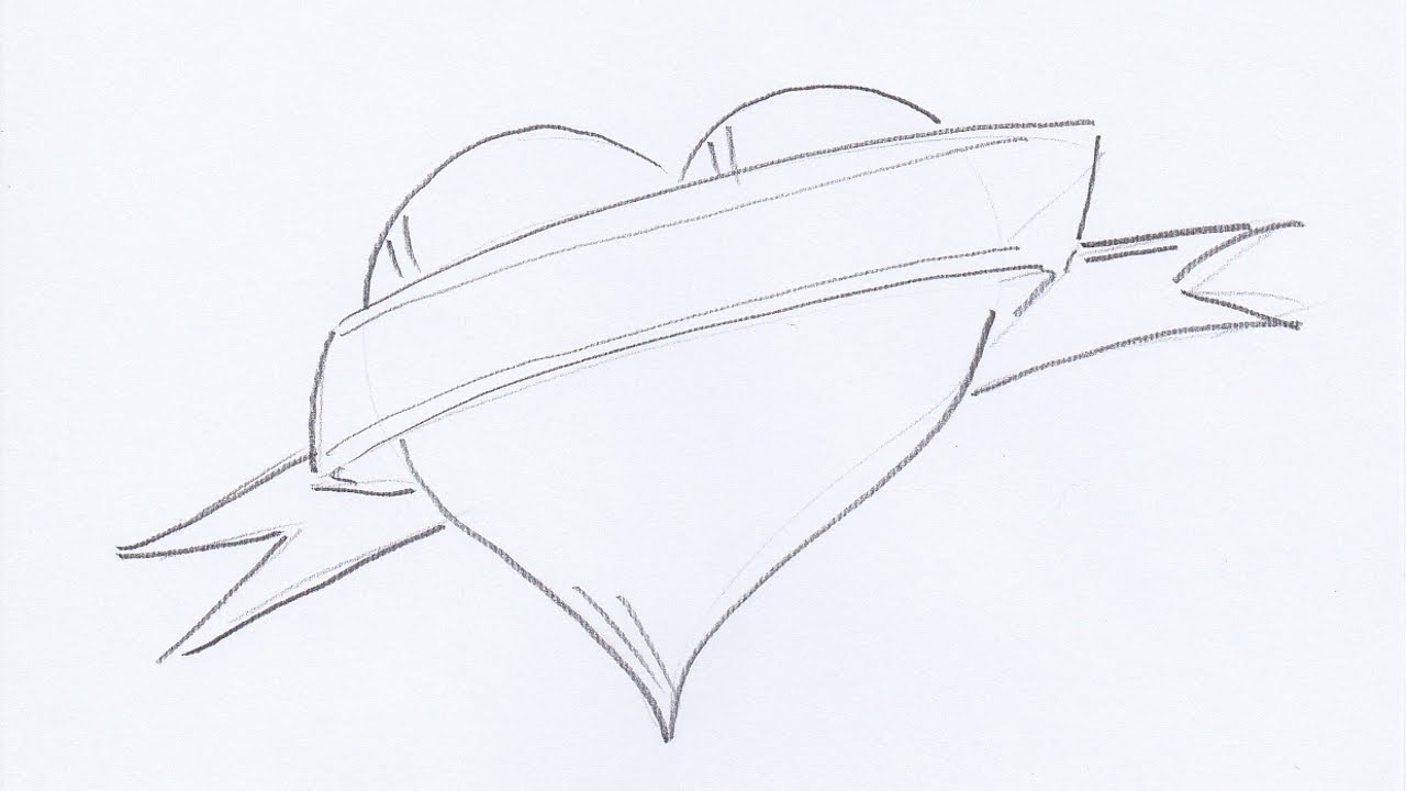 1280x720 How To Draw A Heart With A Ribbon - Drawing Of A Heart With A Ribbon