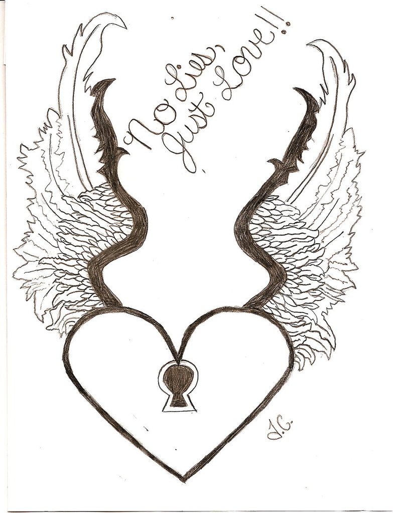 Drawing Of A Heart With A Ribbon At Paintingvalleycom