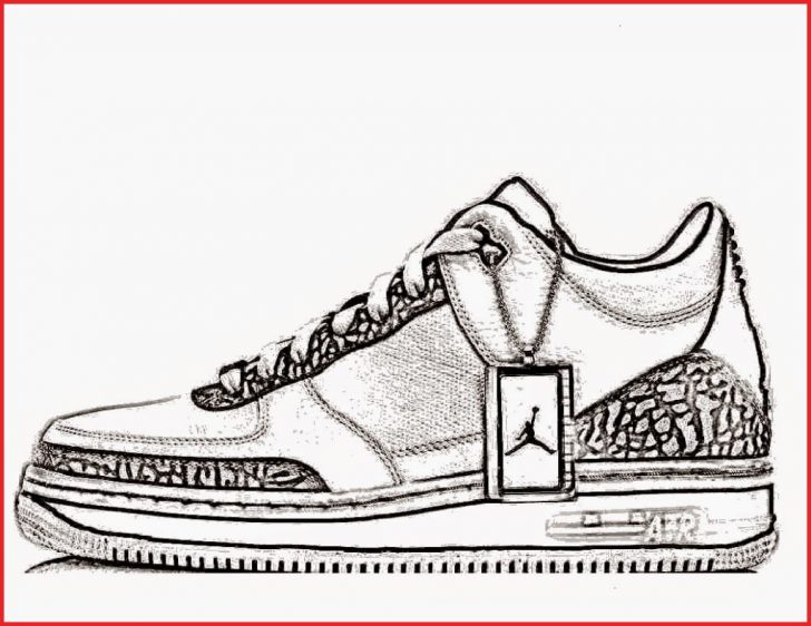 728x562 Coloring Pages Shoe Drawing Jordans At Getdrawings Com Free - Drawing Of A Jordan Shoe