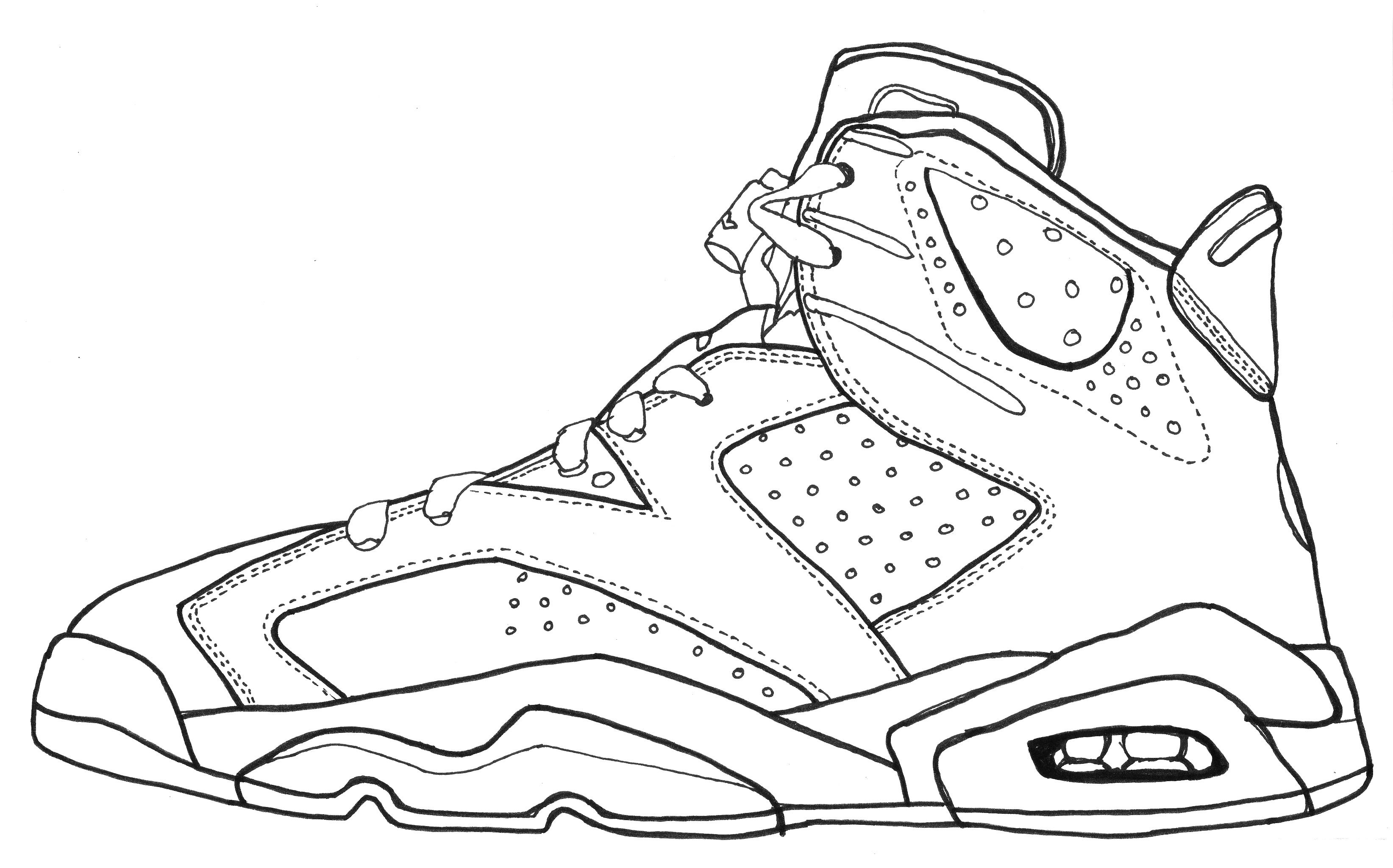 3287x2049 Jordan Vi Sketch Black And White Line Drawing Shoes Sneakers - Drawing Of A Jordan Shoe