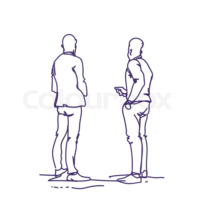 800x800 Two Man Standing Back People Sketch Stock Vector Colourbox - Drawing Of A Man Standing