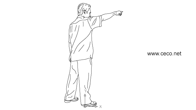 640x360 Autocad Drawing Asian Man Standing Dwg Dxf - Drawing Of A Man Standing