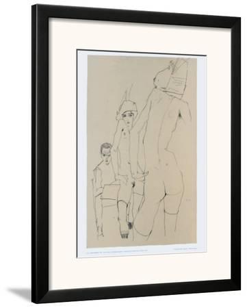361x450 schiele drawing a model in front of a mirror, framed art print - Drawing Of A Mirror